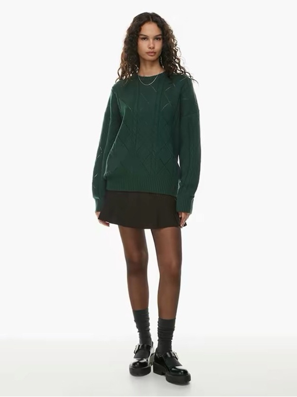 NEW Aritzia Sunday Best Dark Green Cable Knit Sweater
